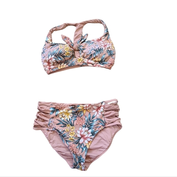 Time And Tru Floral Reversible High waisted Bikini size Medium - Picture 3 of 5